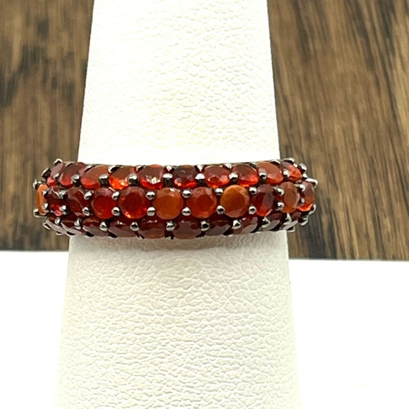 Designer DJoy 925 Sterling Silver Round Garnet Stackable Anniversary Band Ring - Picture 6 of 12